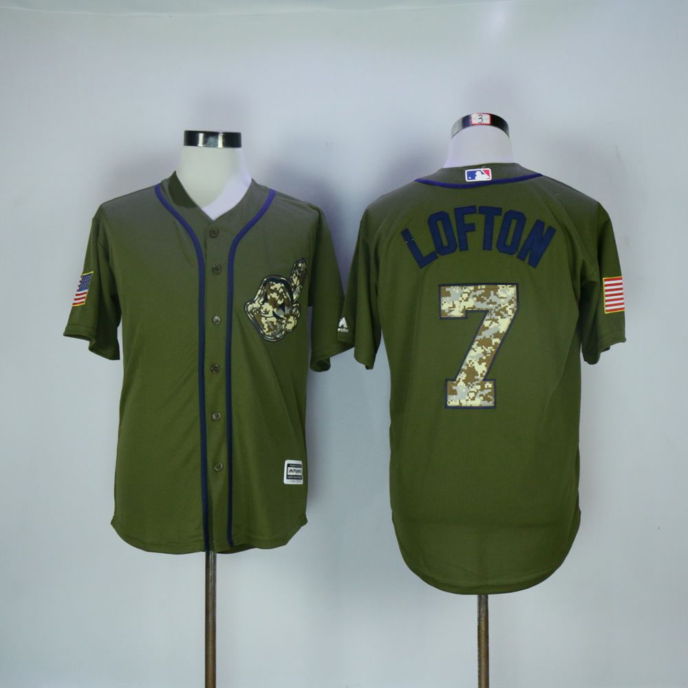 Men Cleveland Indians #7 Lofton Green MLB Jerseys